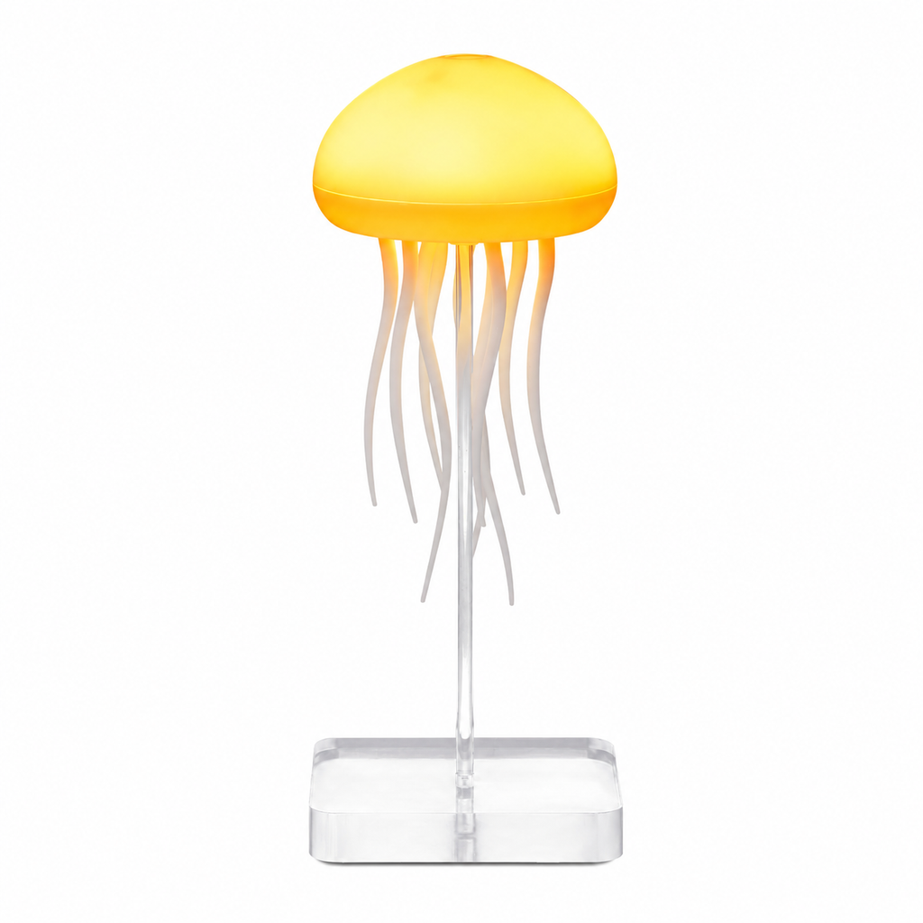 Lámpara Medusa RGB con Base — Control por Voz, 5 Colores, Tentáculos Giratorios