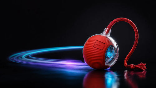 Pelota rodante inteligente para mascotas con estela de luz LED